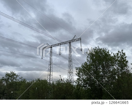 Power lines on a warm summer day. High quality photo 126641665