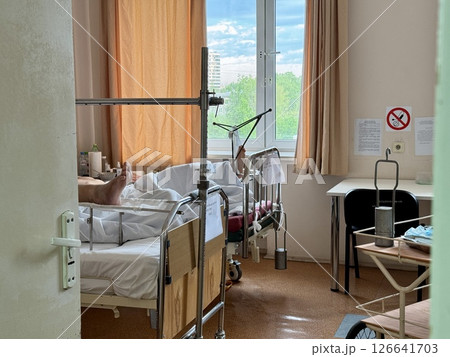 patients are in the ward of the trauma department of the city hospital of the Moscow region. High quality illustration 126641703