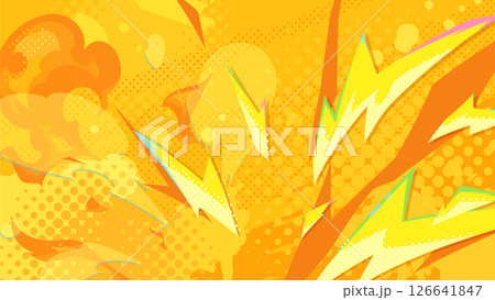 雷のエフェクトとハーフトーンの背景イラスト_16:9 雷のエフェクトとハーフトーンの背景イラスト_16:9 126641847