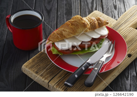 vegetarian sandwich with mozzarella and vegetables vegetarian sandwich with mozzarella and vegetables 126642190