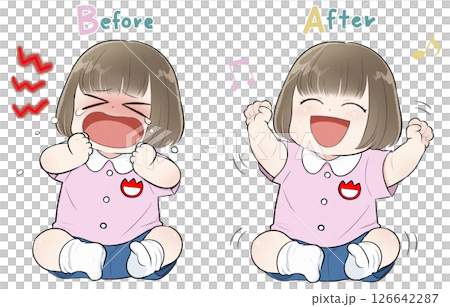 泣いて笑う小さな幼稚園の女の子 126642287