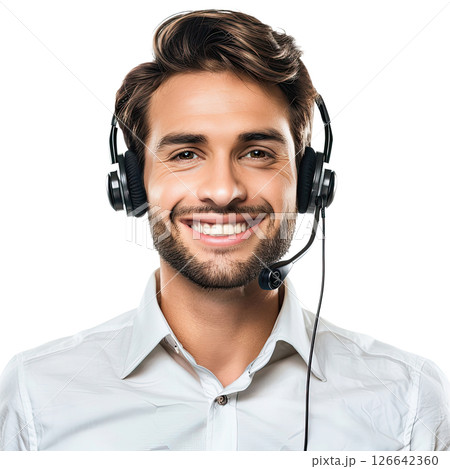 Portrait of male with headset Portrait of male with headset 126642360