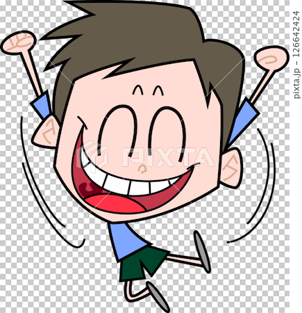 飛び上がって喜ぶ男性 飛び上がって喜ぶ男性 126642424