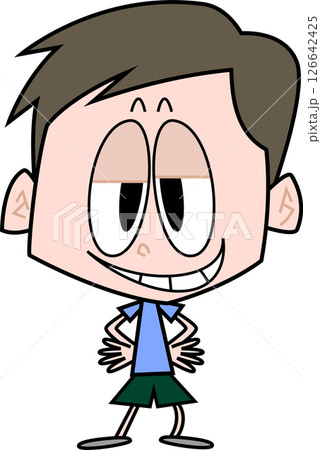 腰に手を当ててニヤニヤする男性 126642425