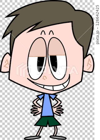 腰に手を当ててニヤニヤする男性 126642425