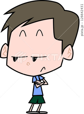 ジト目で腕を組んで見つめる男性 126642431