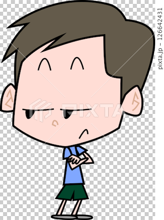 ジト目で腕を組んで見つめる男性 126642431