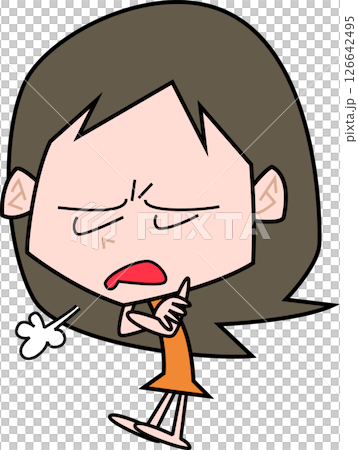 不満そうな表情でため息をつく女性 126642495