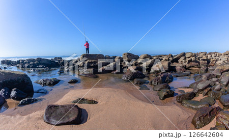 Fisherman Rocks Blue Ocean Sky Landscape Fisherman Rocks Blue Ocean Sky Landscape 126642604
