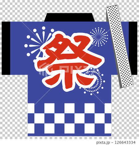 花火の半被と手ぬぐい（祭り・開店・イベント）のイラスト　ベクター 126643334