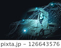 Abstract design background Trucks and transport tracking.Highway and delivering. 126643576