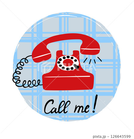 Call me vector illustration with red retro phone Call me vector illustration with red retro phone 126643599
