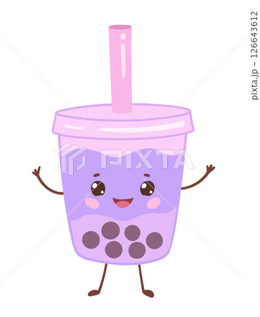 Cute bubble tea cup character Cute bubble tea cup character 126643612