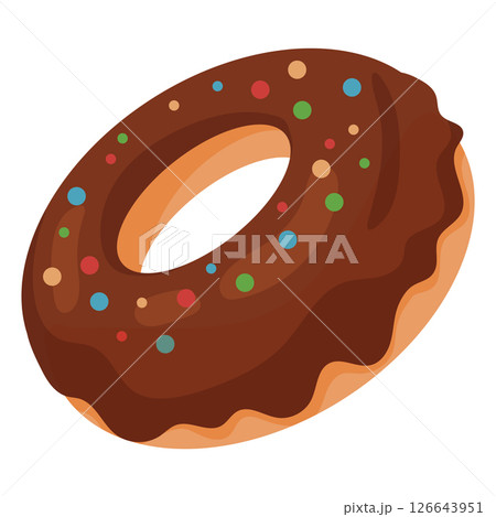 Chocolate donut with sprinkles. Vector 126643951
