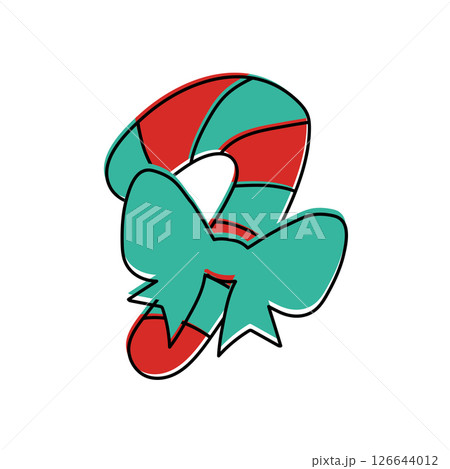 Candy cane with green bow. Vector Candy cane with green bow. Vector 126644012