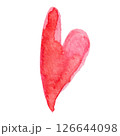 Red and Pink Hand Drawn Watercolor Spots Heart Isolated on White Background 126644098