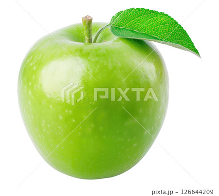 Green apple with leaf 126644209