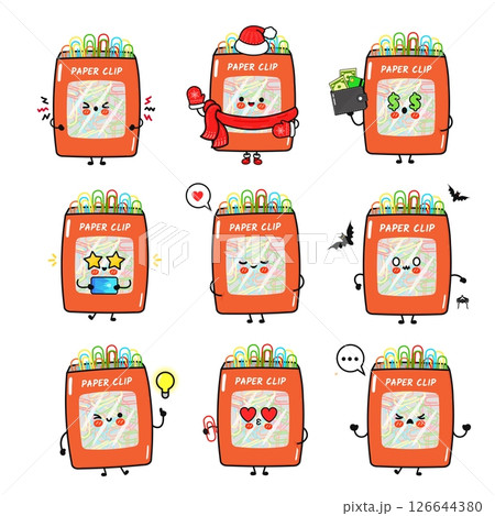 Cute Paper Clip characters with various emotions, perfect for illustrating diverse themes and ideas. Cute Paper Clip characters with various emotions, perfect for illustrating diverse themes and ideas. 126644380