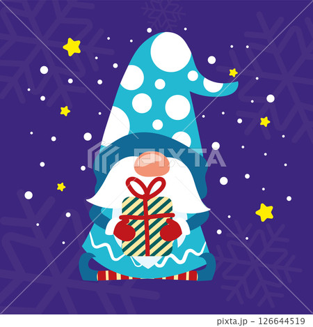 Christmas gnome with present. Vector 126644519