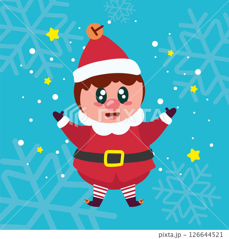 Christmas elf with open arms. Vector 126644521