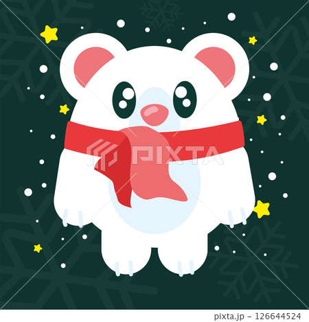 Cute polar bear with scarf. Vector 126644524