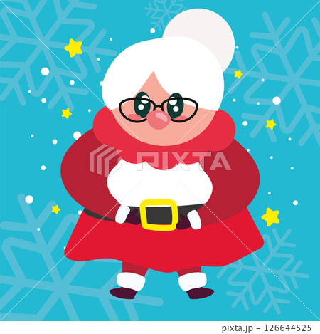 Mrs Claus in red dress pose. Vector 126644525