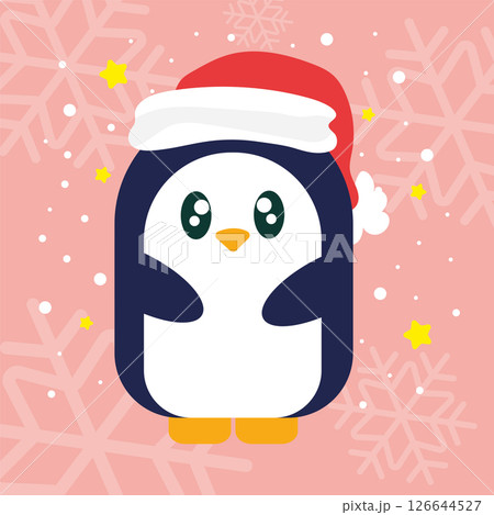 Christmas penguin with hat. Vector 126644527