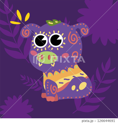 Whimsical purple creature. Vector 126644691