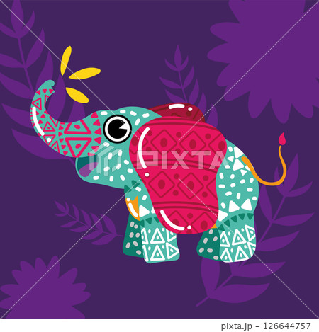 Decorated tribal elephant. Vector 126644757