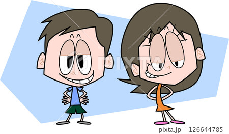 ニヤニヤと薄笑いを浮かべる男女 ニヤニヤと薄笑いを浮かべる男女 126644785