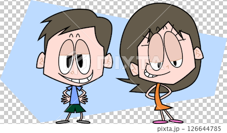 ニヤニヤと薄笑いを浮かべる男女 ニヤニヤと薄笑いを浮かべる男女 126644785