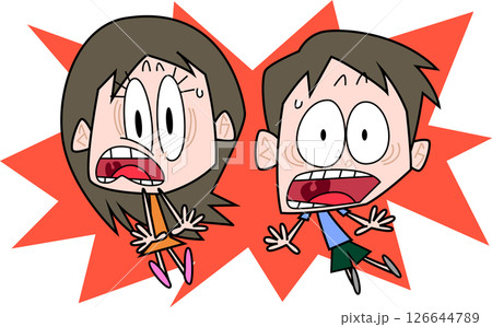 驚いている男女 126644789