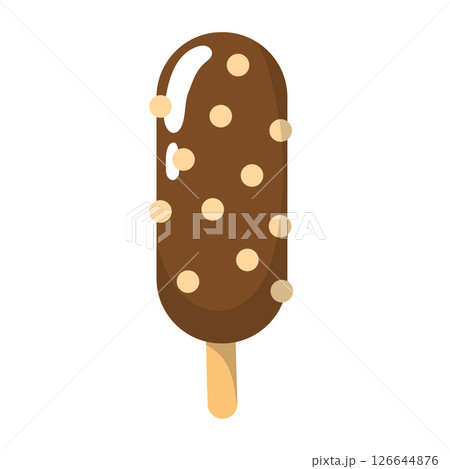 Chocolate popsicle with nuts. Vector 126644876