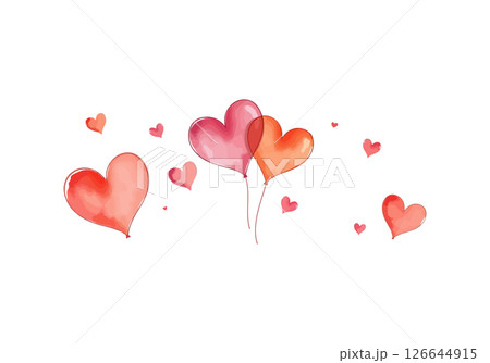 Heart-shaped balloon watercolour vector illustration. 126644915