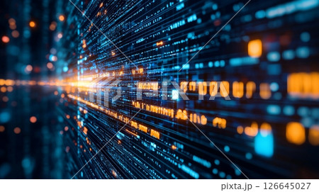 Abstract Digital Code Data Flow - Futuristic Technology Background. 126645027