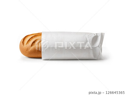 Blank white paper pack with bread mockup, ai generated Blank white paper pack with bread mockup, ai generated 126645365