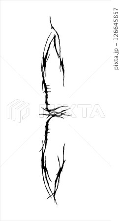 Sigilism style letter. Dark tattoo font. Custom lettering. 126645857