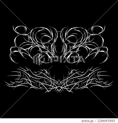 Cyber gothic ornamental design. Sigilism intricate pattern. Neo tribal abstract simmetrical art. Cyber gothic ornamental design. Sigilism intricate pattern. Neo tribal abstract simmetrical art. 126645993