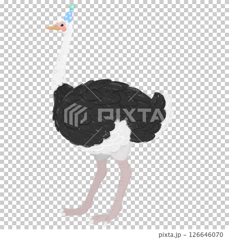 手繪插圖：一隻戴著派對帽的可愛鴕鳥 126646070