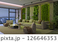 Living Room with Vertical Garden & Night View 126646353