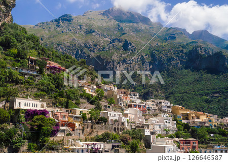 Breathtaking views of Positano along the Amalfi Coast in Italy. 126646587