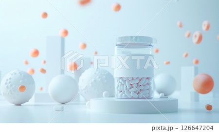 Abstract medical background with antibiotic pills and healing themes. 126647204
