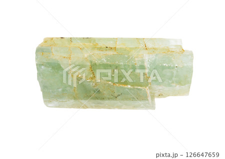 unpolished green beryl crystal mineral isolated 126647659