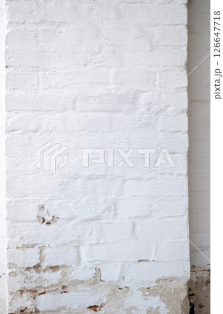 white brick wall of old monastery 126647718