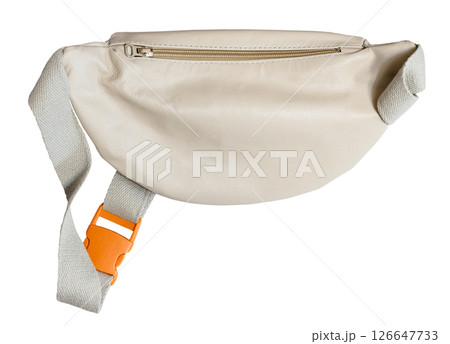 back side of closed leather waist bag isolated back side of closed leather waist bag isolated 126647733