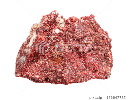 unpolished cinnabar mineral isolated on white 126647785