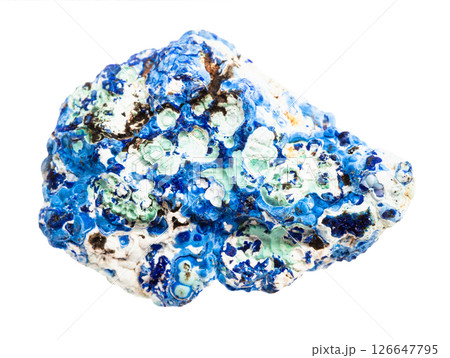 unpolished azurite and gibbsite mineral isolated 126647795