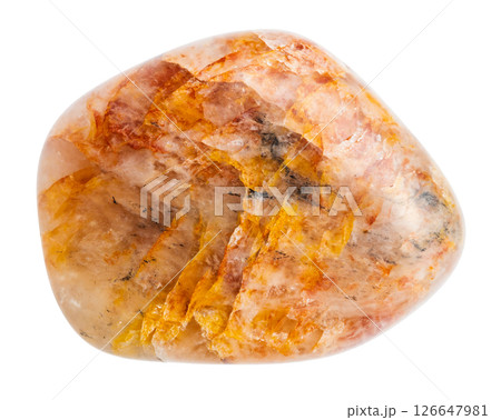 tumbled orange quartz mineral isolated on white 126647981