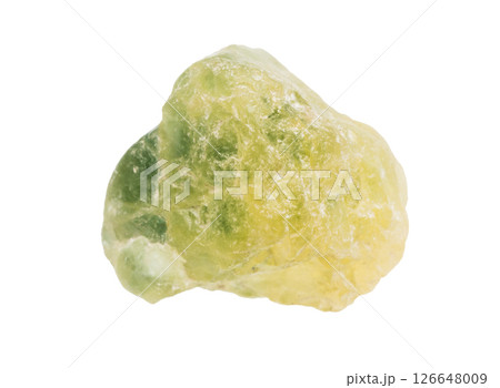 unpolished yellow green sapphire corundum mineral 126648009