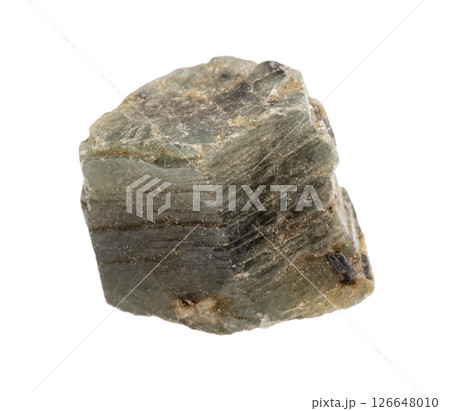 uncut green sapphire corundum mineral isolated 126648010